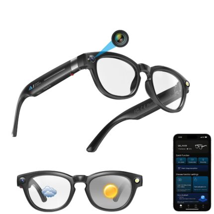 AI Smart Glasses with Chat & GPT 1080P HD Camera – Video Recording Glasses with Audio, Bluetooth Sunglasses with Camera for Men, Real-Time Translation, Hands-Free Music&Calls, Outdoor Sports Travel – Lightweight UV400 Protection